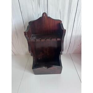 Vintage Rustic Farmhouse Display Wall Shelf Spoons Trinkets Keys 14x8 1980s